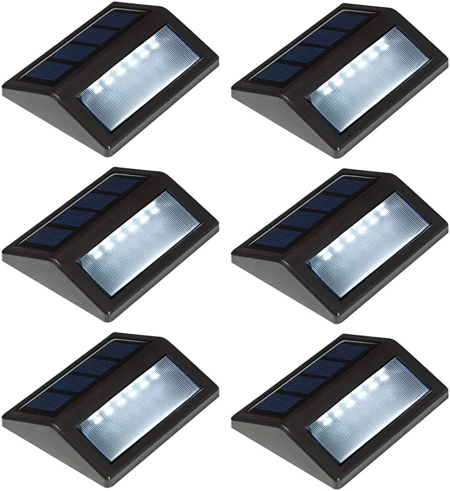Maotopcom Md Lighting Lot De 6 Lampes Solaires Led Étanches Pour Terrasse, Balcon, Clôture, Mur, Allée, Lumière Du Jour, Blanc