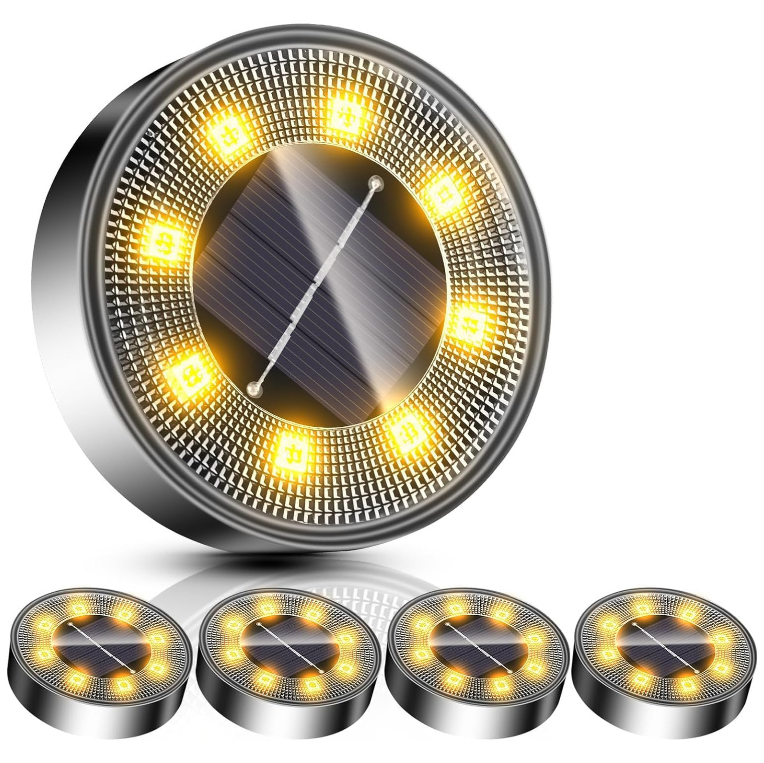 Solar Ground Lights - Ip68 Waterproof Outdoor Solar Garden Lights For Yard, Lawn, Patio, Deck, Pathway, Walkway, And Driveway - Warm White Landscape
