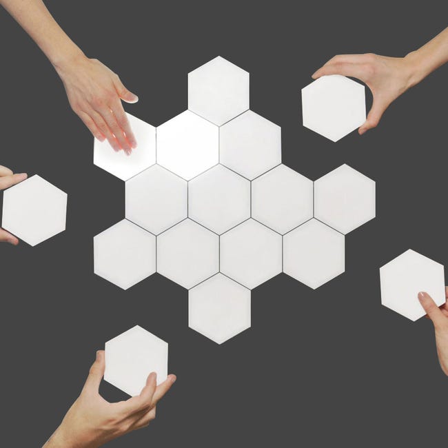 Splicing Smart Led, Lampe Murale Hexagonale, Panneaux A Led Lumineux, Modulaires Tactiles Lumières Sensibles Nid D'Abeille Décorative (taille : 6piece)
