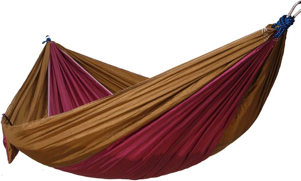Hängematte Outdoor Reisehängematte Ultraleicht Atmungsaktiver Hamac 200kg Tragkraft 270 140 Cm 2 Personnes Camping Hängematte Nylon Fallschirm Backpacker Camping Garten Reisen Kaki + Lilas