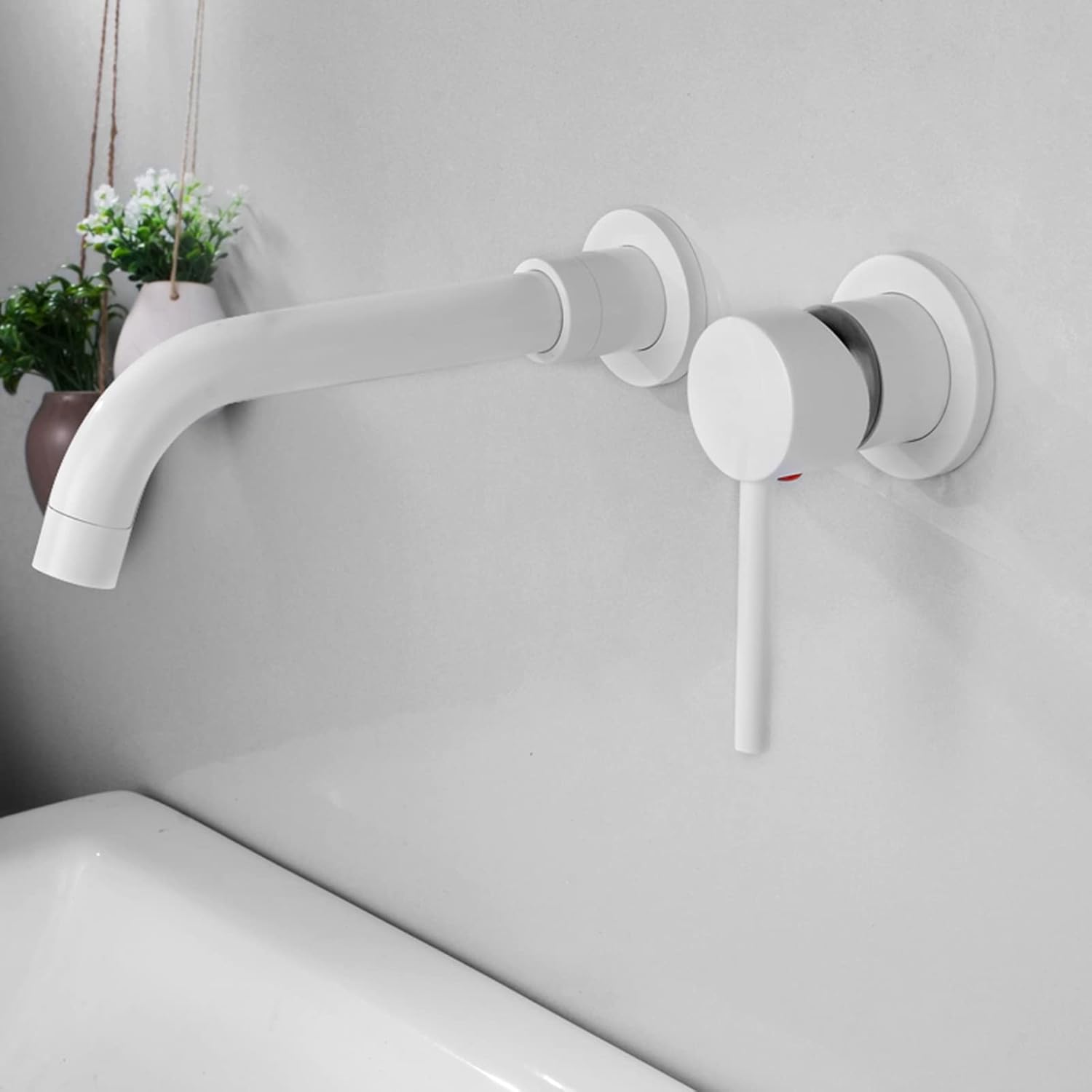 Mitigeur Lavabo Mural Rotatif À 360°robinet Salle De Bain Pour Baignoire Et Lavabo Robinetterie Lavabo Encastré Mural Design Moderne, Blanc