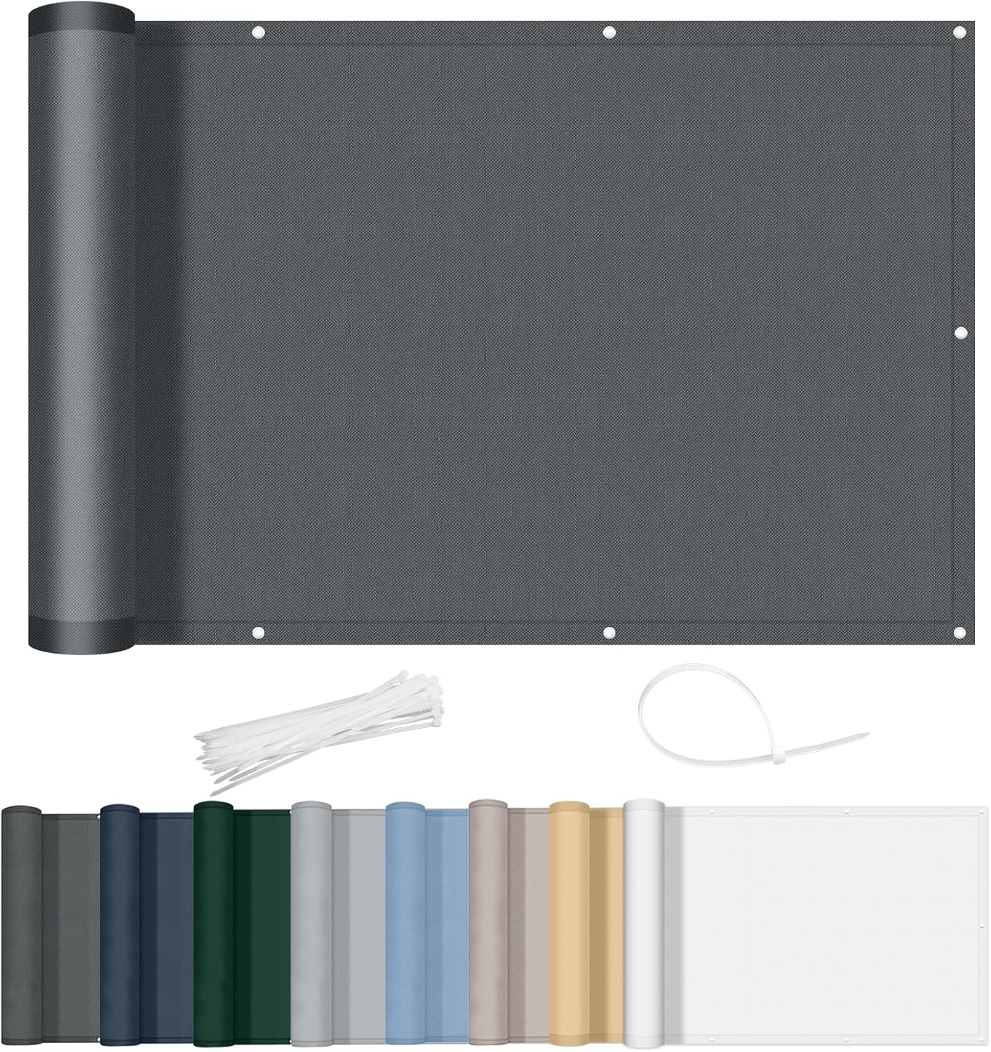 Brise Vue Balcon 90x300cm Imperméable Cache Vue Balcon Protection Uv Opaque Résistant Aux Contre Vent Avec Trous Et Serre Câbles