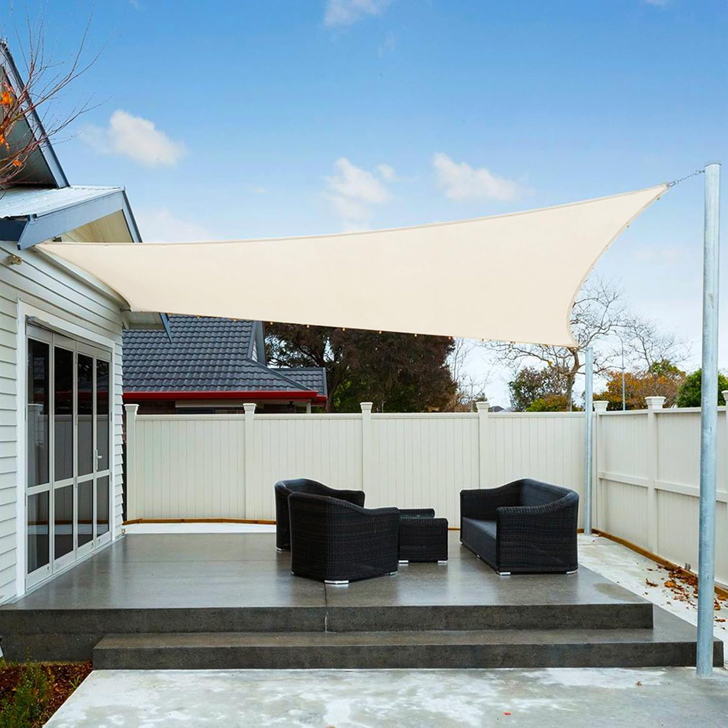 Axt Shade Sonnensegel Wasserdicht Quadratisch 5x5m Wetterschutz Sonnenschutz Pes Polyester Mit Uv Schutz Für Terrasse Balkon Garten-creme(wir Machen Sondergrößen)