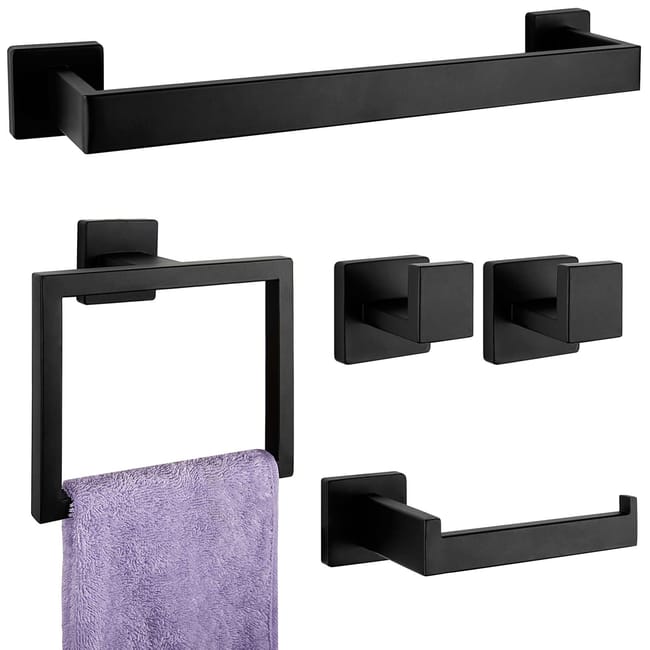 Ensemble D'Accessoires De Salle De Mat 5 Pcs, Ensemble De Barres À Serviettes De Bain En Acier Inoxydable,porte-serviettes Pour Salle De Bain Mural.
