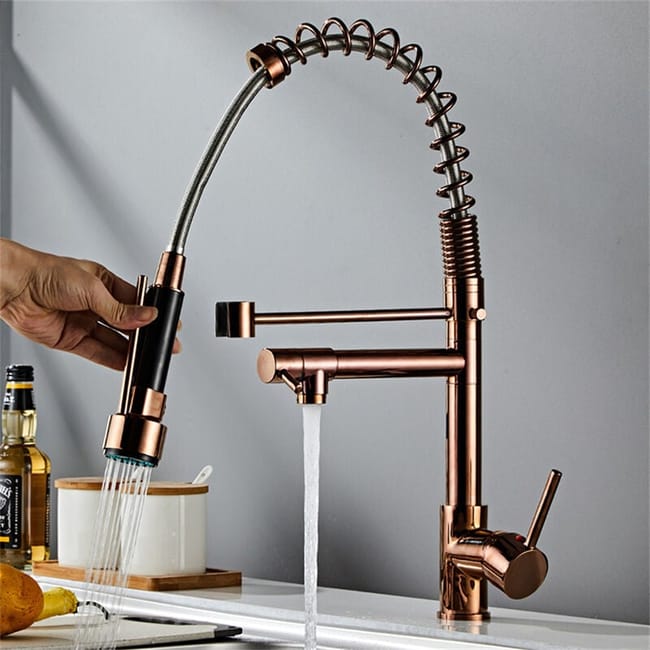 Robinet Cuisine Extractible 2 Jets Robinet Mitigeur Monocommande Pivotant À 360° Eau Froid Et Chaud Disponible Rose
