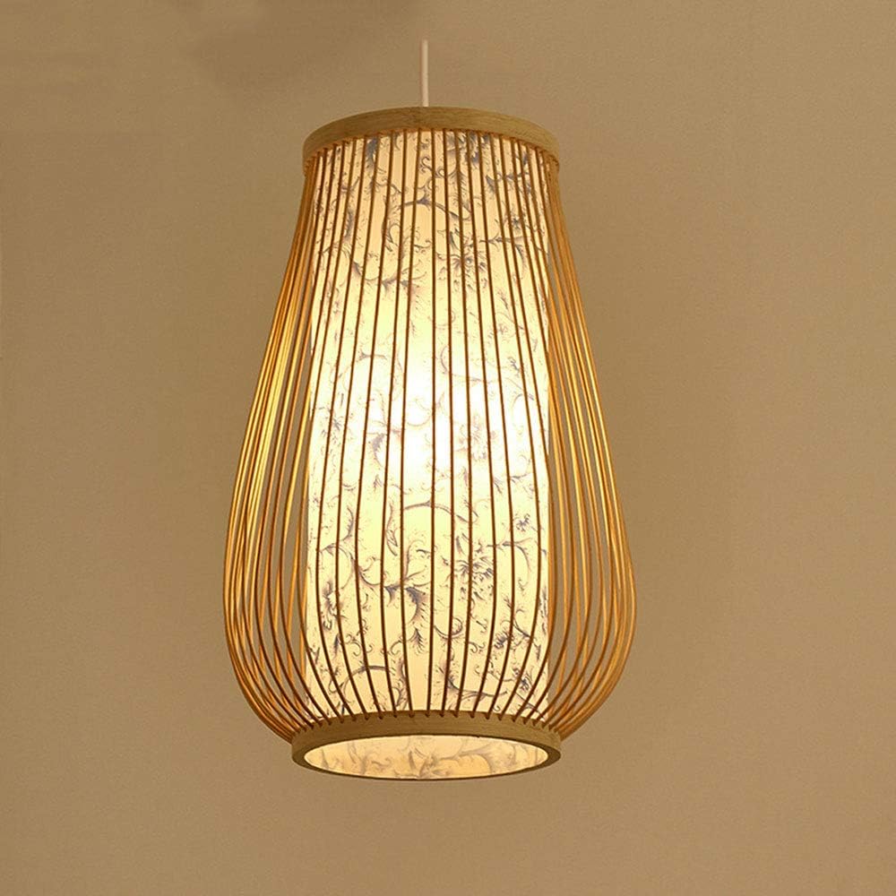 Ineasicer Lanterne Ancienne Chinoise Lampe À Suspension En Bambou Natural Lustre Vintage Industriel Pour Chambre, Barsalle À Manger