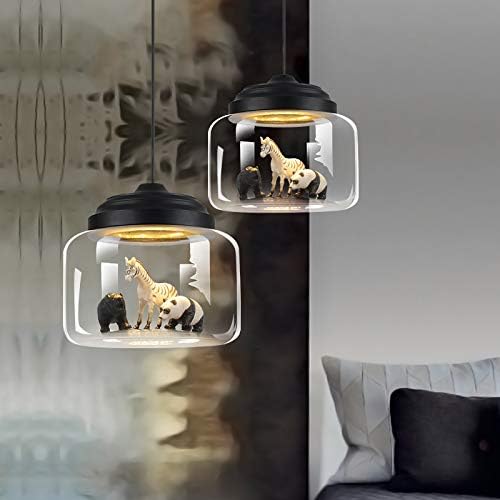 Led Pendant Light Metal Base Animal Black Finish 1 Light Chandelier With Clear Glass Mounting Fixture Ceiling Light Random Type