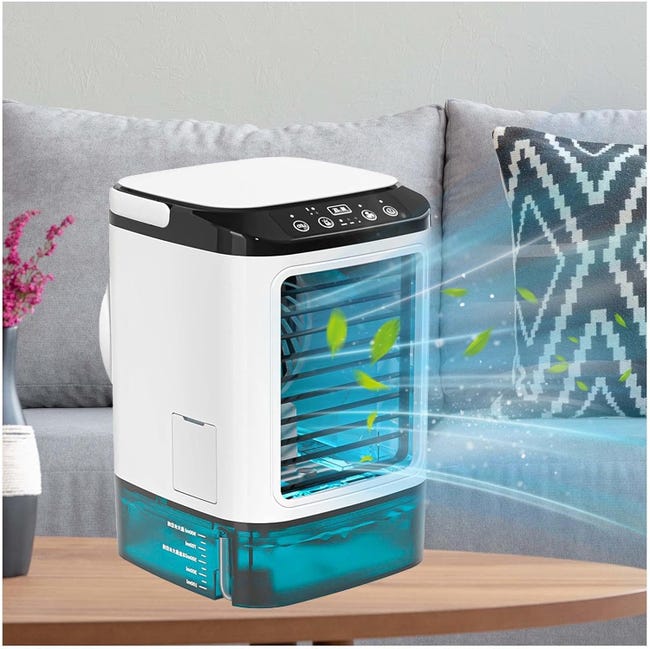 Mini Climatiseur Avec Glacière Et Fonction Vaporisation, 3 Vitesses De Ventilation, 7 Couleurs Avec Led, Rafraîchisseur D'Air - À Branche