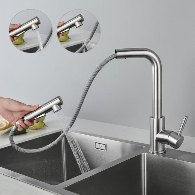 Cecipa Mitigeur Cuisine Avec Douchette Extractible Robinet Cuisine 360 Rotatif Avec 2 Jets Aux Choix Robinetterie En Acier Brossé Haute Qualité