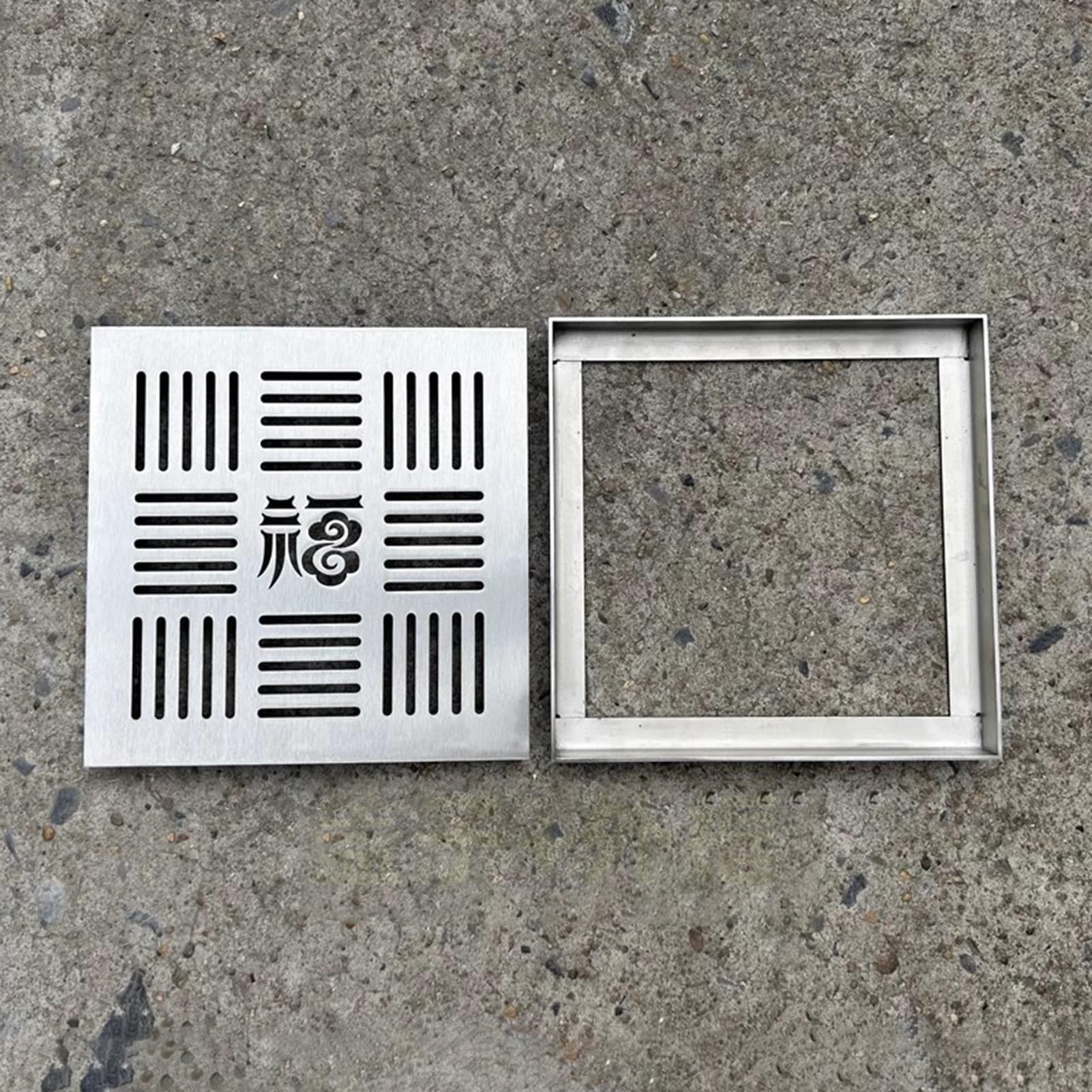 Caniveau Exterieur Grille De Drainage Plate Et Carrée, Au Sol Pour Bassin Captage Extérieur, Couvercle Fossé D'Évacuation Des Eaux Usées Terrasse Jardin(20x20cm(7.9x7. - 20x20cm(7.9x7.9in)