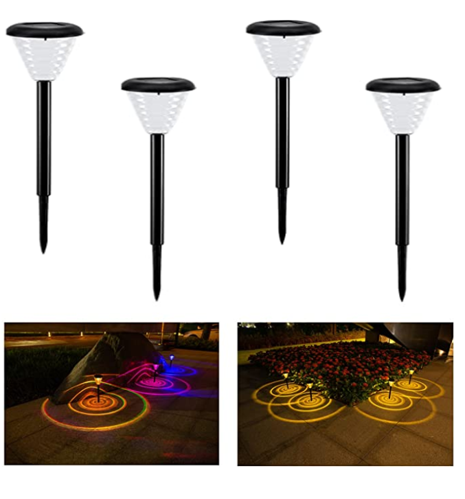 Lampe Solaire Exterieur Jardin,spot Solaire Exterieur Blanc Chaud Rgb,lumiere Solaire Exterieur Ip55 Imperméable,led Eclairage Exterieur Solaire Pour Allée Chemin Terrasse Pelouse Paysage (4 L