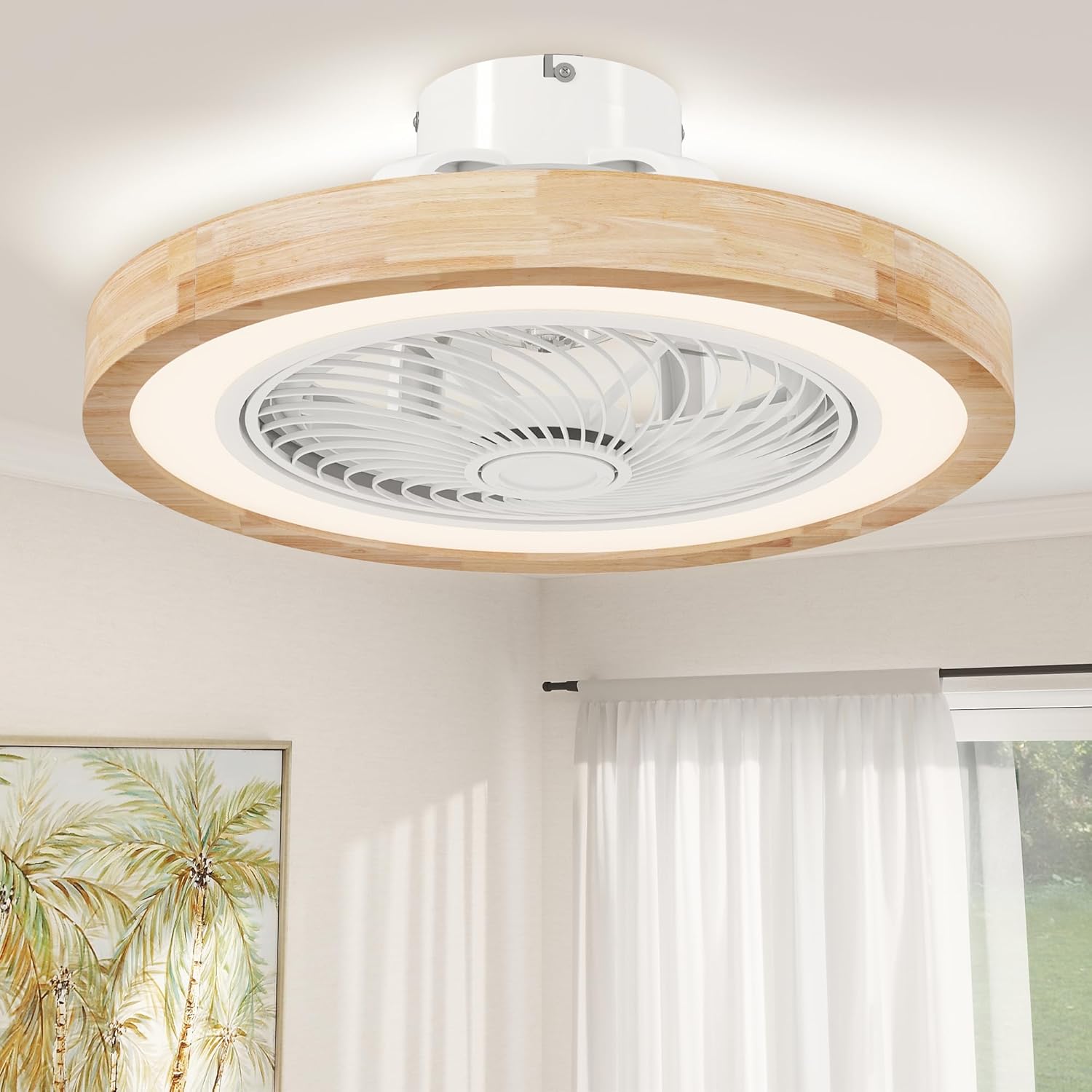 Ventilateur Plafond Réversible Avec Lumière Et Télécommande 50 Cm,3 Vitesses,minuterie, Luminosité Réglable,moteur Cc Silencieux,pour Chambre,salon