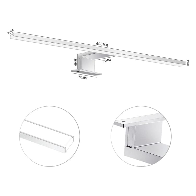 Lampe Pour Miroir Led Salle De Bains 12w 60cm Blanc Froid 6000k Lampe Miroir Applique Murale Intérieure Moderne Luminaire Salle De Bain Ip44