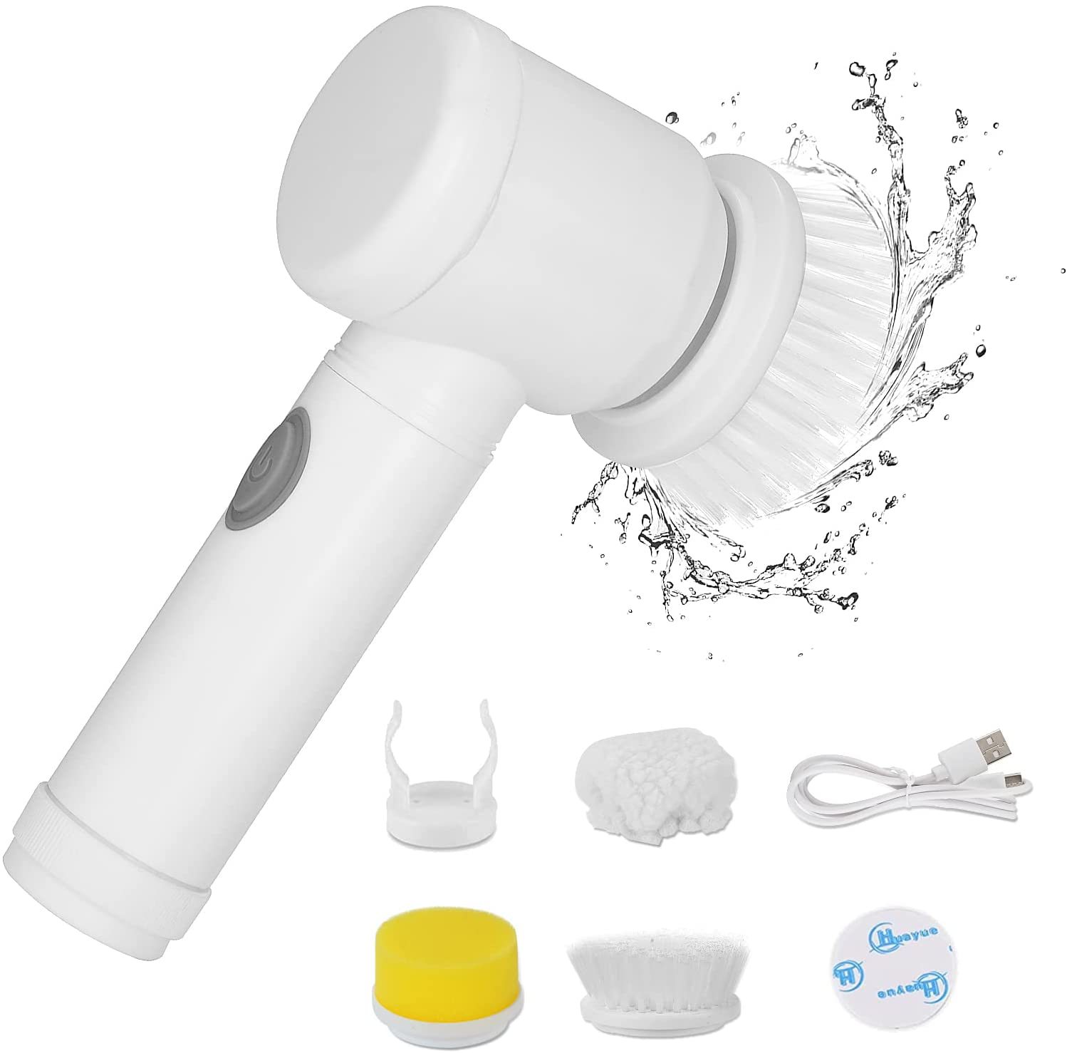 Cepillo De Limpieza Eléctrico Recargable, Fregadora Giratoria Infrafilamente Impermeable Con 4 Cabezales De Cepillo Remplaçables Para Cocina, Bañena, Fregadero, Esquina, Ventana, Inodoro, Ruedas
