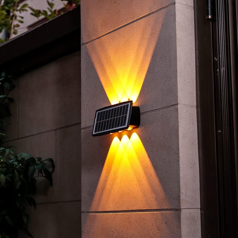 Applique Murale Étanche Solaire Extérieure, Haute Luminosité 4 Led Miroir Convexe Lumière Jaune Double Vitesse, Convient Pour Porte D'Entrée