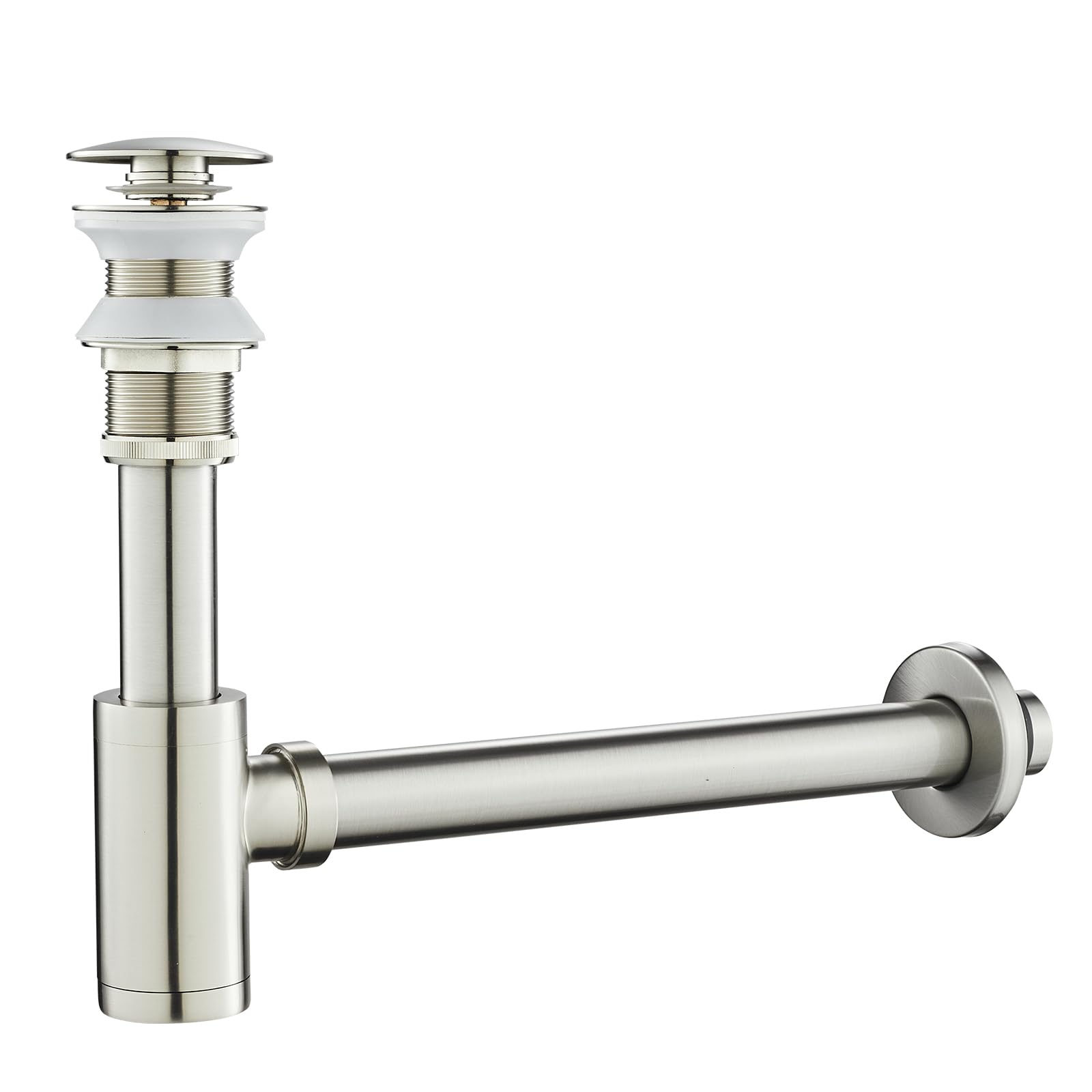 Siphon Avec Bonde Sans Trop-plein, Laiton Universel Design Siphon Anti-odeur Pour Lavabo, Siphon Pop-up, Bonde Vidage Syphon, Nickel Brossé