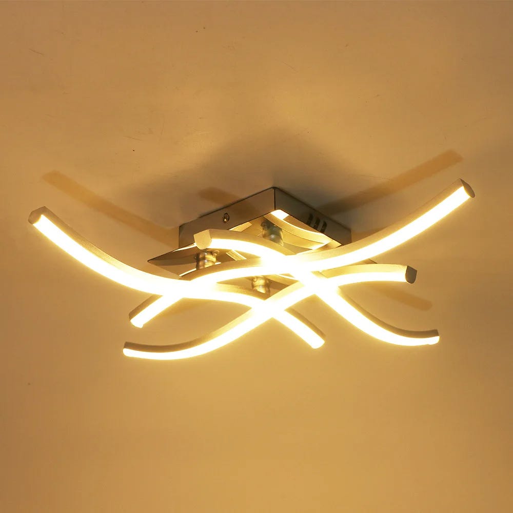 Plafonnier Led Moderne, Plafonnier À Encastrer 24 W, Plafonnier Design À Quatre Lumières, Lumière Blanche Chaude