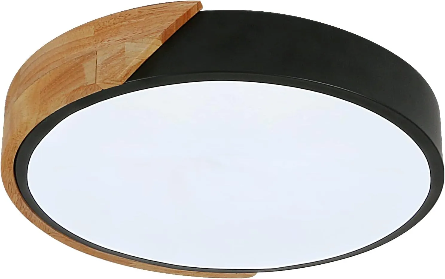Led Plafonnier, 24w Plafonnier Bois Moderne Rond Blanc Froid 6000k Ø305cm Chambre La Cuisine Le Salon Le Balcon Et Le Couloir