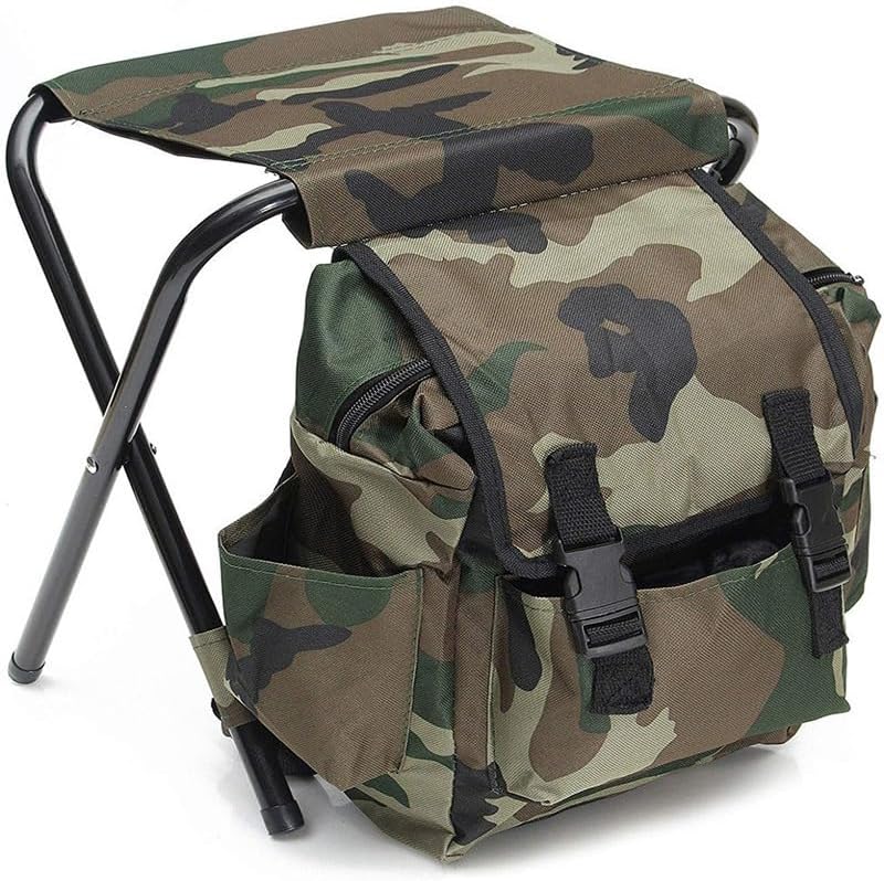 Chaise De Camping Pliable Avec Sac À Dos Intégré, Camouflage, Légère, Multifonctionnelle, Idéale Pour Le Camping, Les Activités De Plein Air Et La Pêche. Imperméable, Isolée, Ultra-légère, Facile À Tr