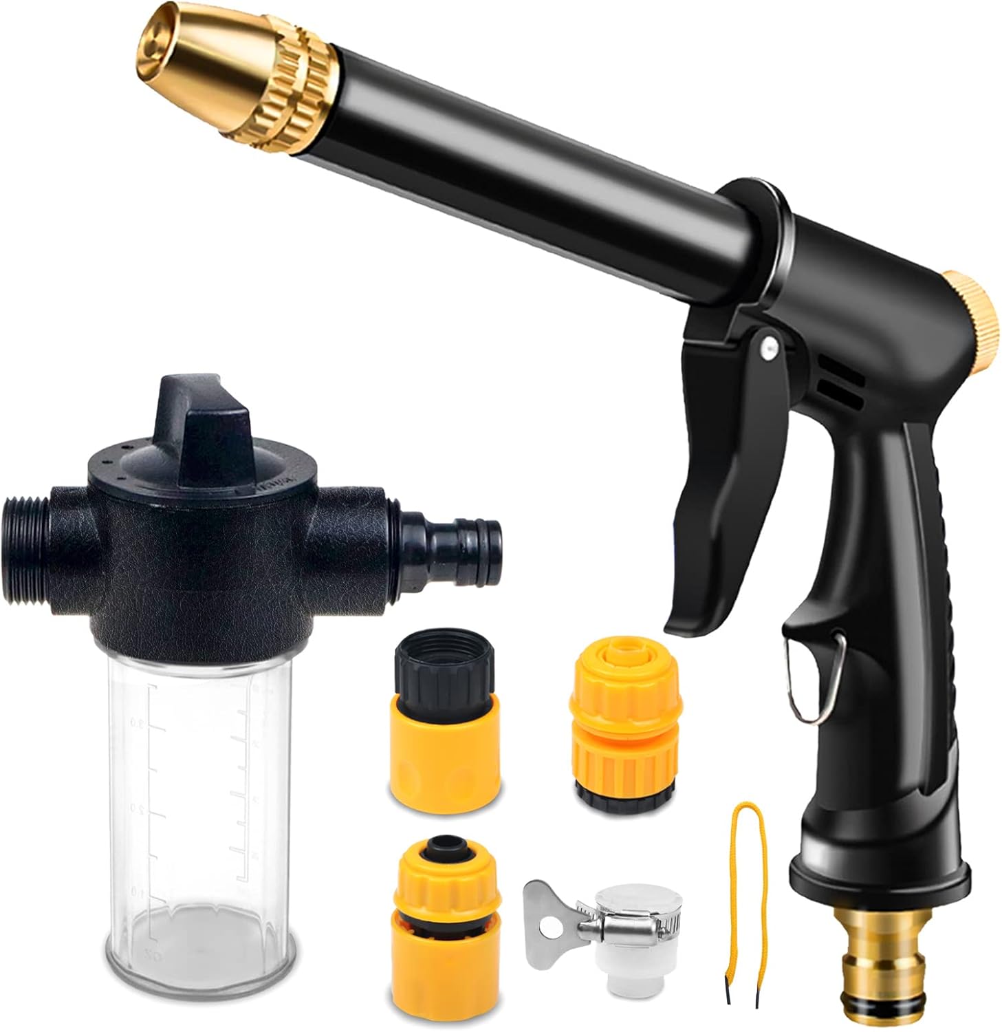 Pistolet De Lavage Haute Pression En Plastique Avec 4 Jets, Distributeur De Savon Et Raccords Rapides, Pour Tuyau D'Arrosage. Buse De Pulvérisation Robuste Pour Le Lavage De Voiture En Extérieur.