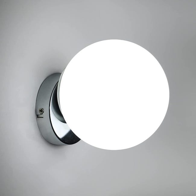 Goeco Applique Murale Intérieure, Lampe Murale Moderne, E27 Luminaire Mural Boule De Verre 15cm Pour Chambre, Salon, Couloir Escalier, Balcon