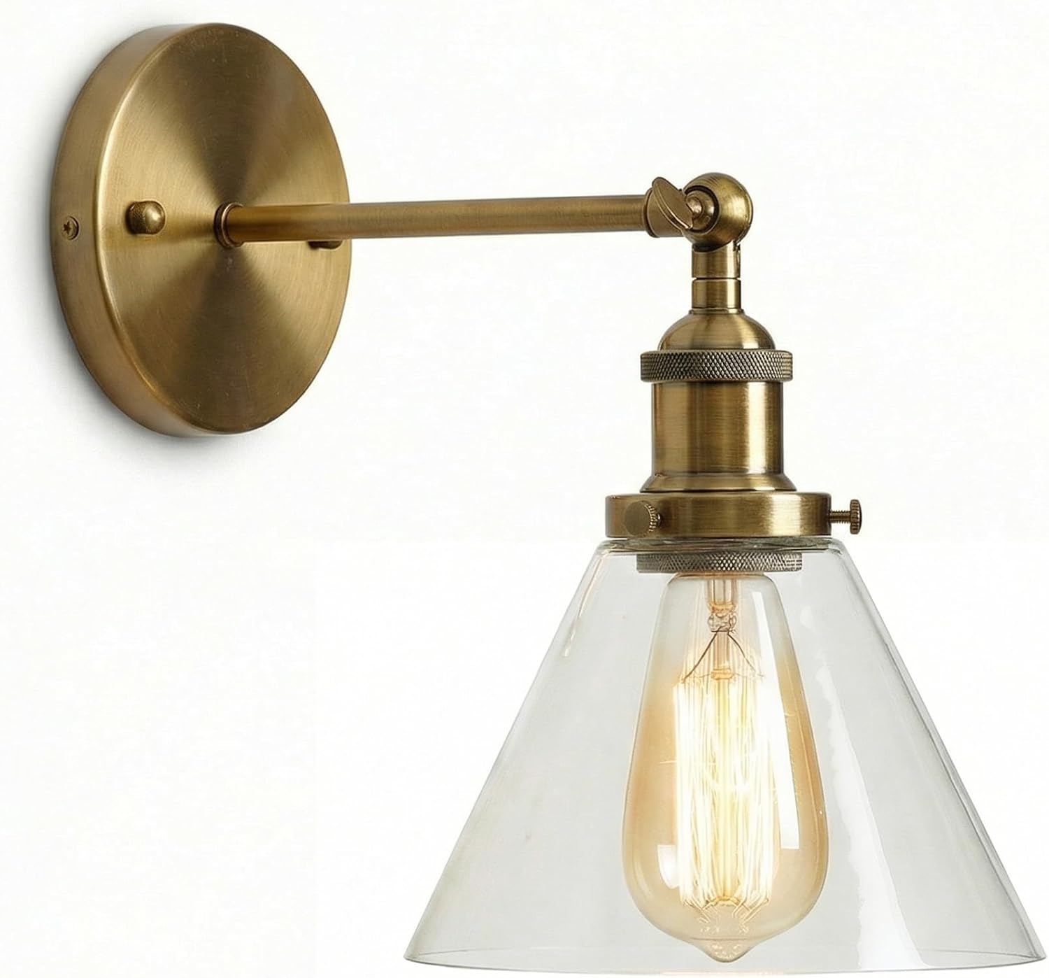 Applique Murale Industrielle, Lampe Murale Vintage En Verre E27 Pour Salle De Bain,lampe De Lecture Murale Pour Bureau À Domicile (or Antique, B)