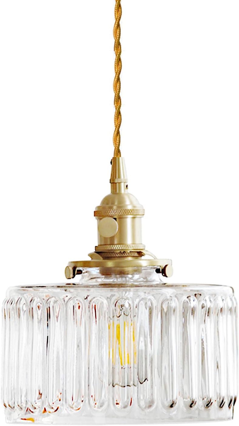 Luminaire Suspension Industriel Vintage En Verre Vert, Douille E27 En Laiton Avec Interrupteur, Lampe Suspendu Réglable En Hauteur
