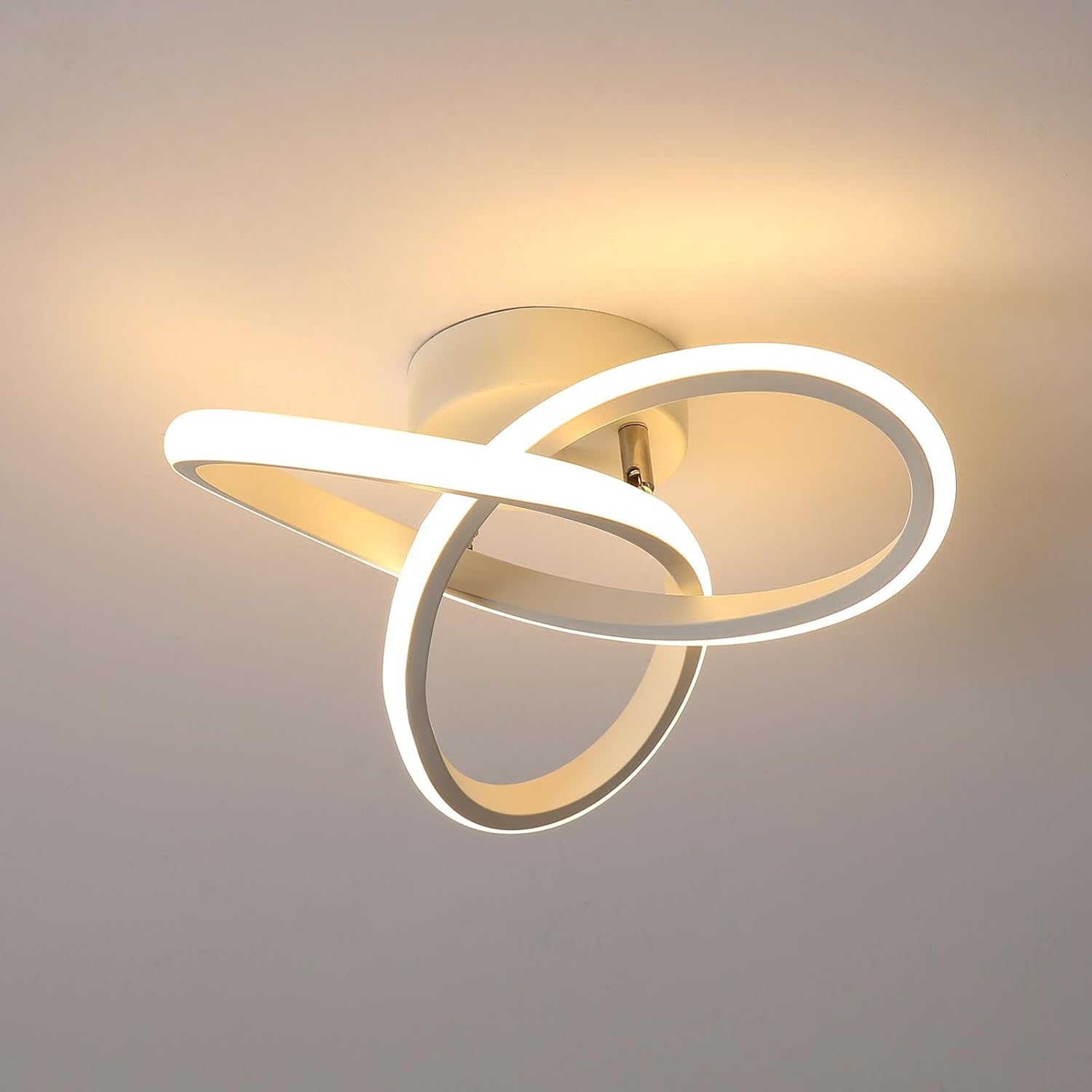 Plafonnier Led Moderne, 22w 2500lm Créatif Lampe De Plafond De Fleur, Luminaire Plafonnier Blanc Pour Chambre Couloir Balcon, Blanc Chaud 3000k