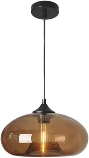 Lustre Rond En Vitrail, Style Industriel Rétro, Sans Ampoule, Lustre En Verre Brun En Forme De Pomme