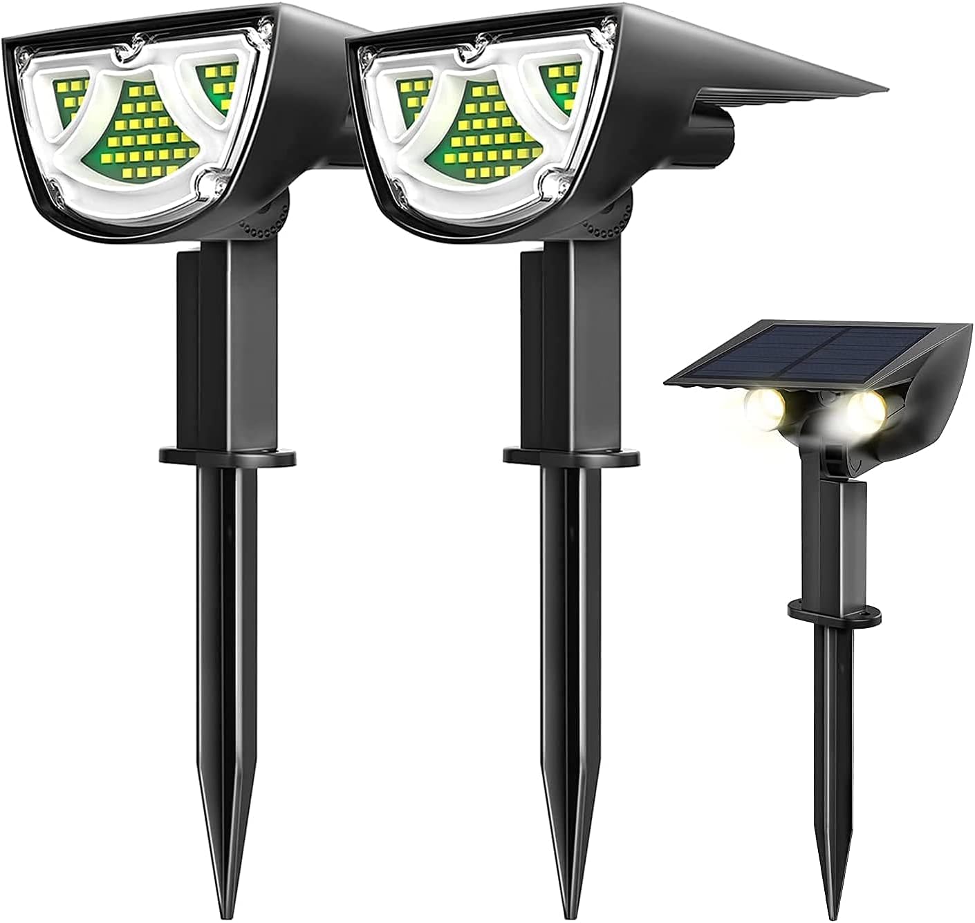 Lot De 2 Spots Solaires À 43 Led - Blanc Froid - 900 Lm - 10 W - Étanche - Ip65 - Pour Jardin,cour,porche,allée,jardin,piscine,terrasse