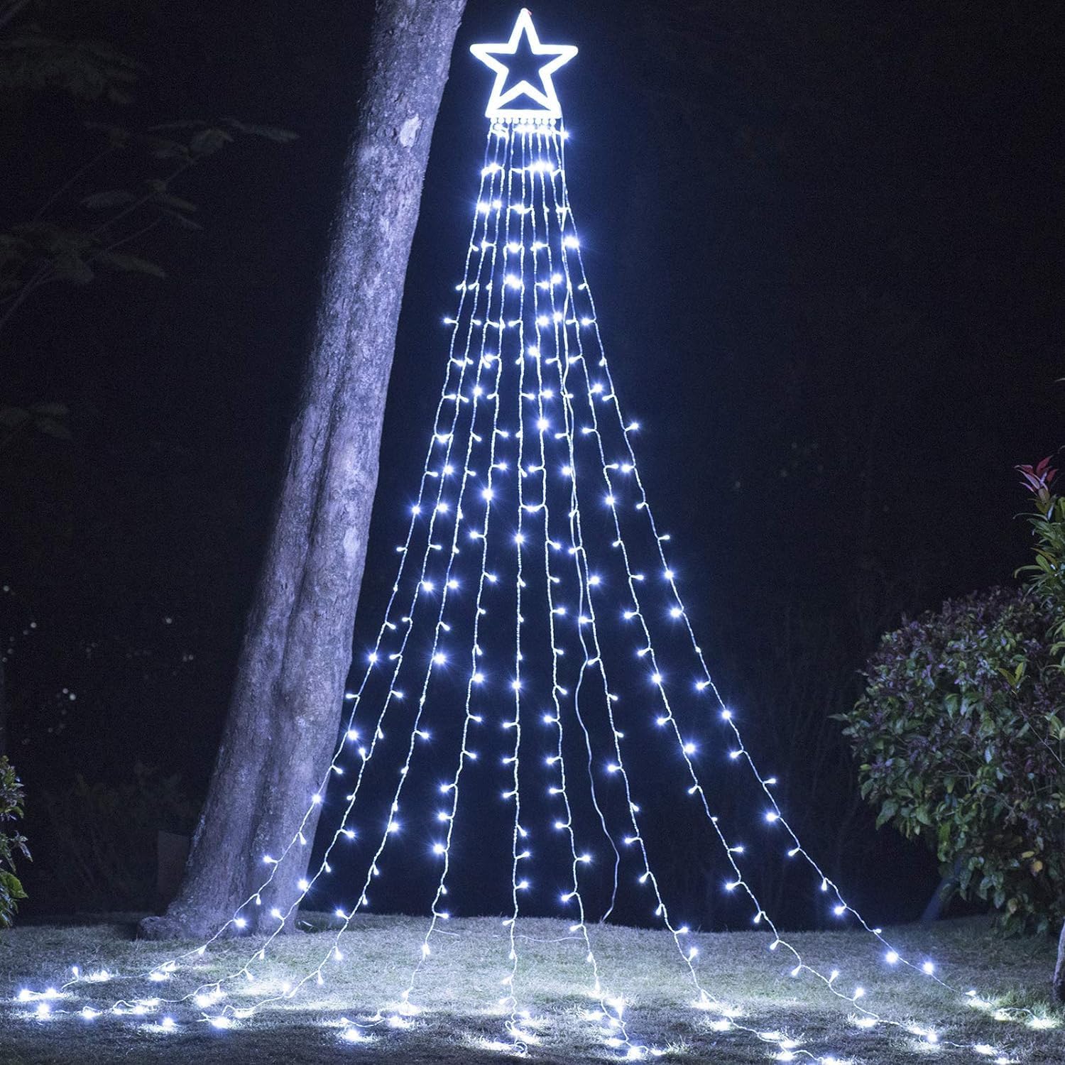 Guirlande Lumineuse Extérieure De 3,5 M (11,5 Pi) En Forme D'Étoile Avec 350 Del, 8 Modes D'Éclairage Mémorisés Et Minuterie. Idéale Pour Le Jardin, Les Mariages, Les Fêtes Et La Décoration De Noël (b