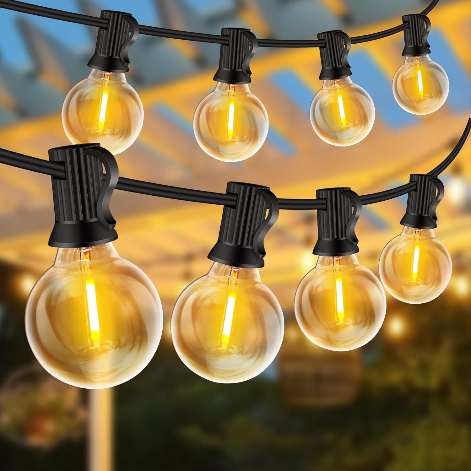 Guirnalda De Luces Led Pour Extérieur De 30 M, 50 + 2 Bombillas, Irréductibles, Résistantes À L'Eau, Connectables, Blanc Chaud, Plug & Play