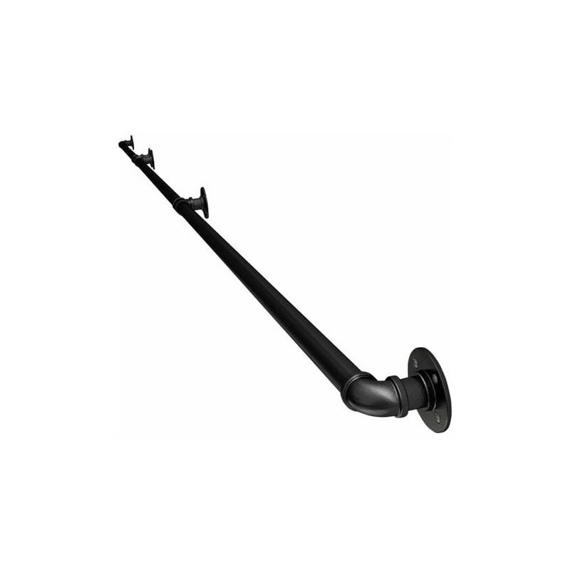 Stair Safety Handrail Indoor Outdoor Stair Handrail Bracket Kit Handrail Railing Stair Grab Rail Safety Railing - Black Metal Wrought Iron (30cm)