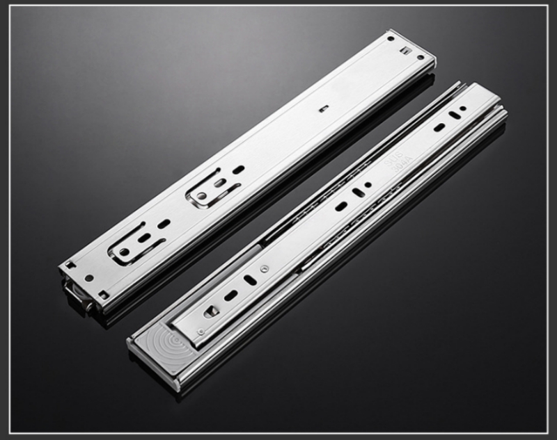 Quiet Drawer Slides With Shock Absorber And Rebound Function, 45kg Load Capacity With Ball Bearing 20" (500mm) Full Extension, Side Mounted 1 Pair Silver