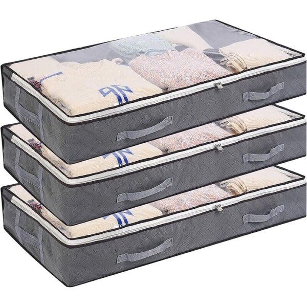 Sacs De Rangement Sous Lit Pcs, Housses À Vêtements Pliables De 75 L, Grands Conteneurs De Rangement Avec Fenêtre Transparente Et Poignées