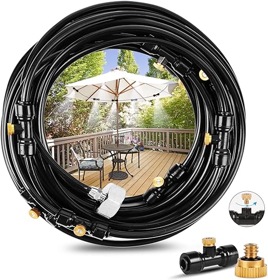 Système De Brumisation De 15 M, Brumisateur Rafraîchissant Pour Terrasse, Kit De Tuyau De Brumisation Extérieur Pour Jardin, Parasol, Trampoline, Serre, Piscine (21 Unités)