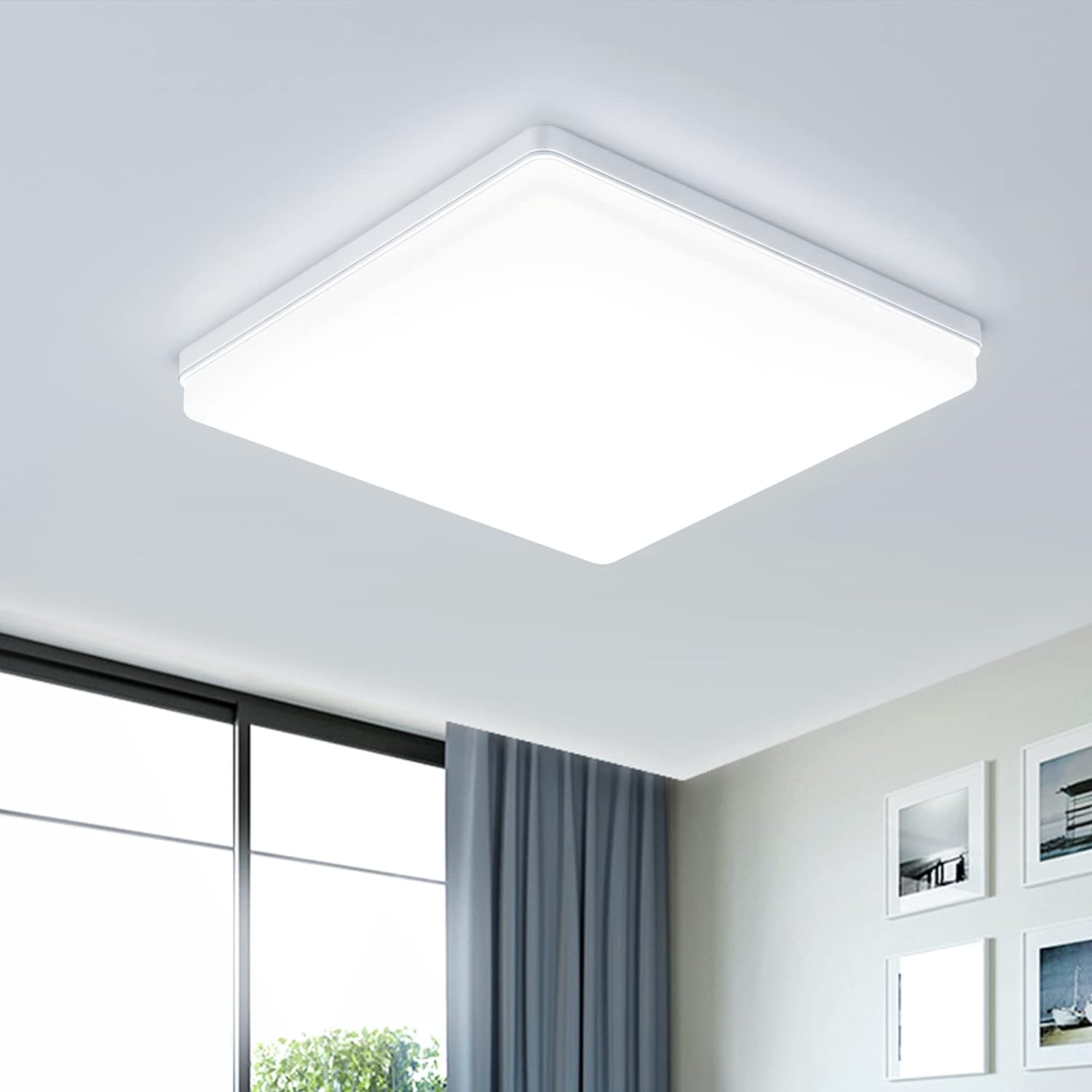 Luz De Techo Led Cuadrada De 24w, Lámpara De Techo De Panel, Luz Moderna De 4800lm, Luces De Techo De Accesorio De Iluminación Impermeables Ip44 Para Baño, Sala De Estar Y Dormitorio, Diámetro De 30cm