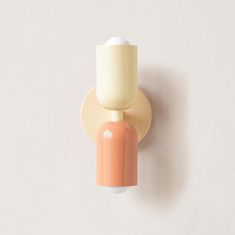 E26 Nordique Double Tête Chambre Chevet Applique Moderne Simple Couleur Salon Fond Mur Allée Entrée Applique Murale (color : Warm Light, Size : N)