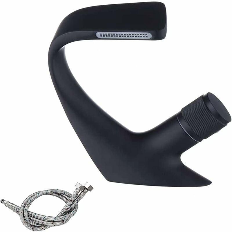 Mitigeu De Lavabo Robinet De Lavabo De Salle De Bain Noir Mat, Robinet De Salle De Bain Cascade Moderne, Robinet De Lavabo Monotrou