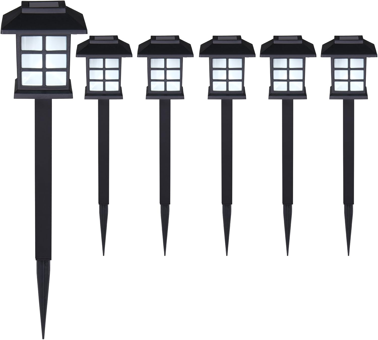 Set De 6 Lampes Solaires Piquet Pour Jardin 8h Autonomie Lumière Extérieur Led Avec Interrupteur Crépusculaire