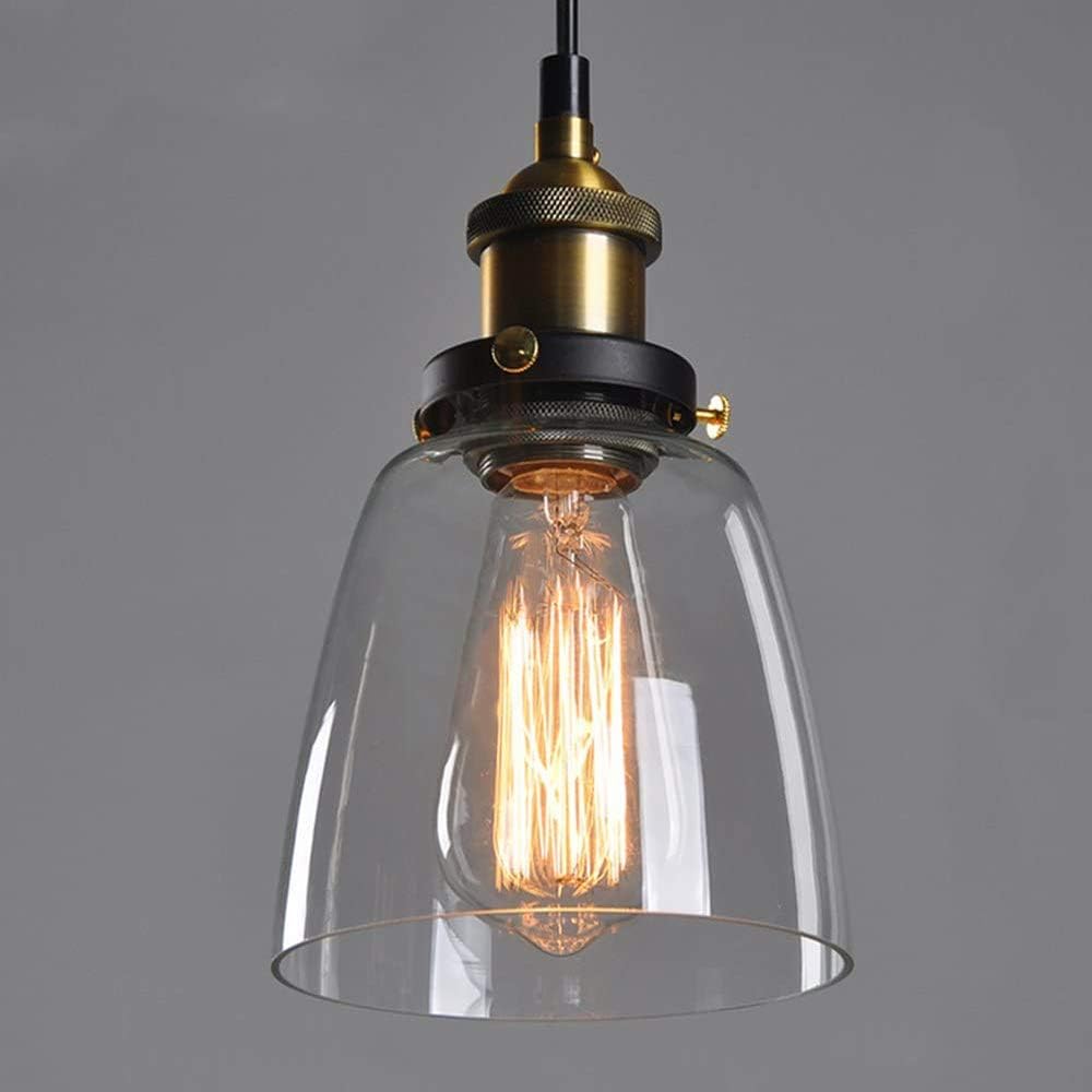 Suspension Vintage Luminaire Industriel Abat-jour En Verre Lampe Style Plafonnier Culot Edison E27 40w Pour Sallon Cuisine Chambre À Coucher Restaurant Café Repas -（verre Clair） [classe Énergétique D]