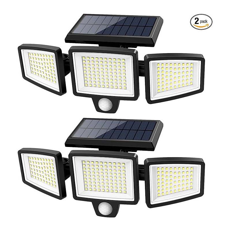 [lot De 2] Lampes Solaires Extérieur Puissante - 210led Projecteur Lumière Solaire Extérieure Avec Détecteur De Mouvement, 2500lm, Ip65
