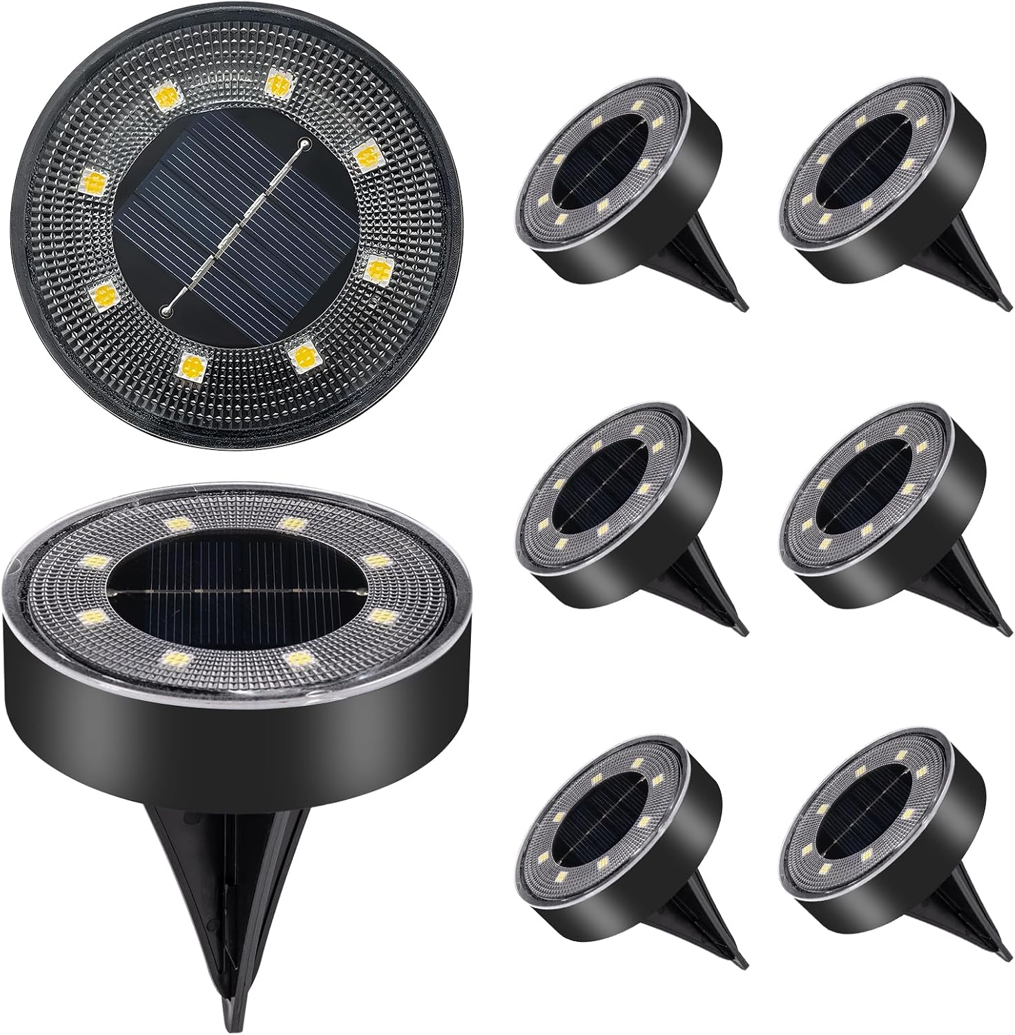Lot De 8 Lampe Solaire Au Sol Pour L'Extérieur (blanc Chaud)(ip68), Spot Solaire Extérieur, Lampes Solaires [classe Énergétique B]
