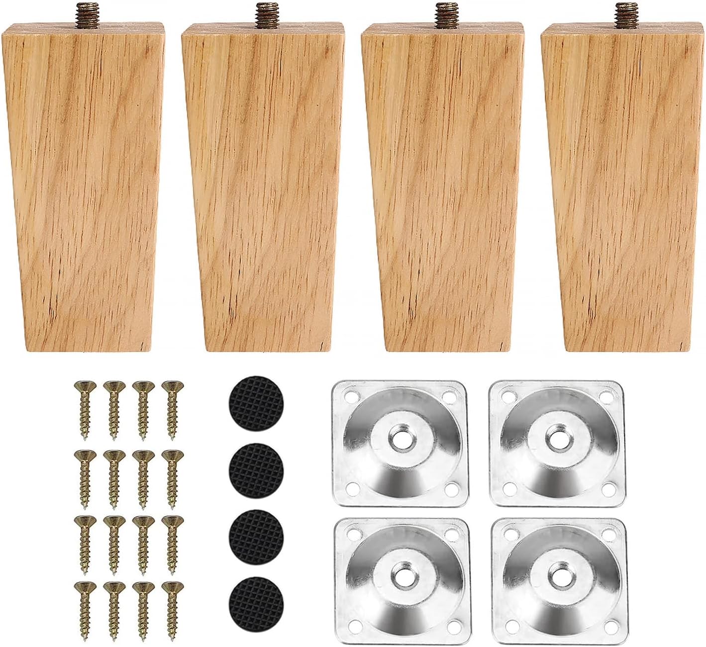 Lot De 4 Pied De Meuble Bois Massif, Pied De Lit, Pied De Table Bois De Remplacement Pour Canapé Pieds De Lit Fauteuil Table De Nuit Meuble Tv(10cm)