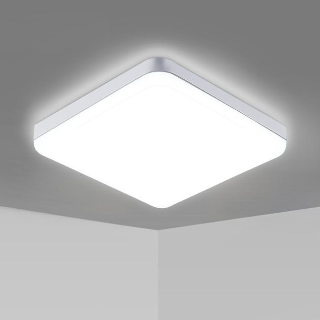 Goeco Plafonnier Led Carré 30w Étanche Ip44, Luminosité 2700lm Blanc Froid 6500k, Éclairage Moderne Pour Cuisine, Couloir, Balcon - 25cm