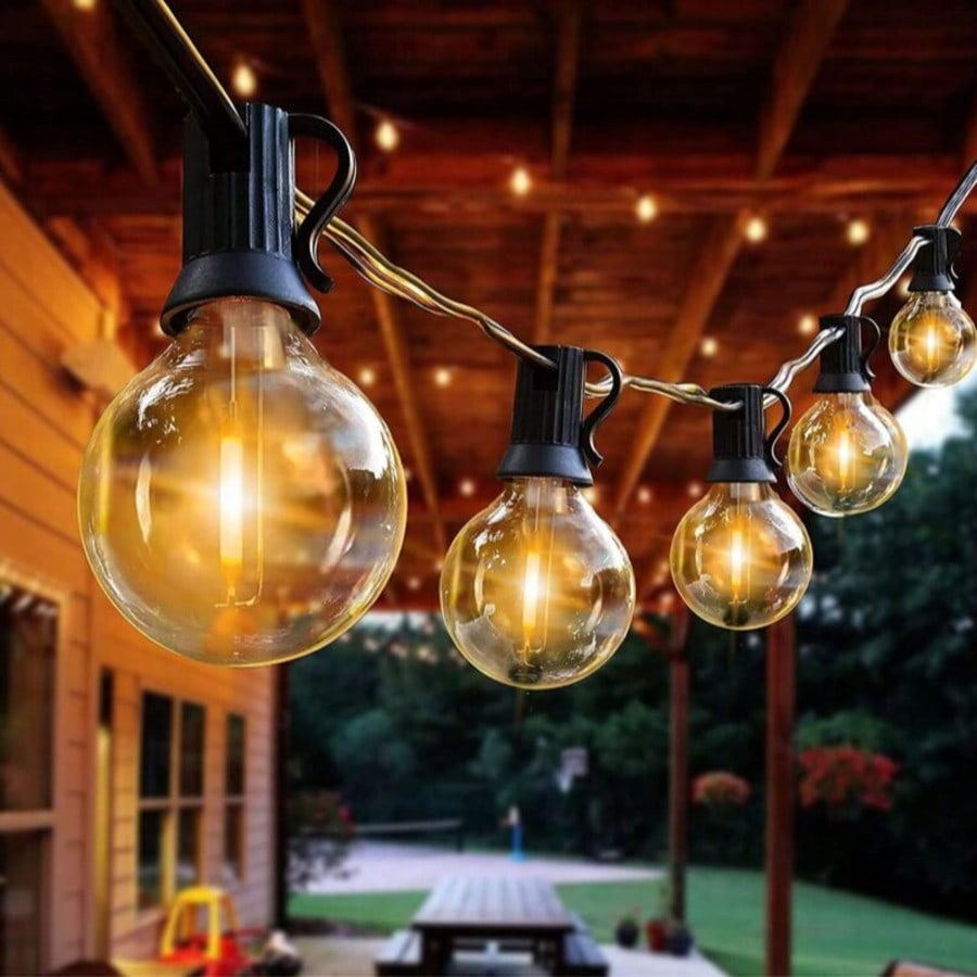 Guirlande Guinguette Extérieur, 15m/50ft G40 Led Guirlande Lumineuse Intérieur Exterieur Avec 25 Ampoules + 1 Rechange 2700k Blanc Chaud Étanche Pour Mariage,patio,café,jardin