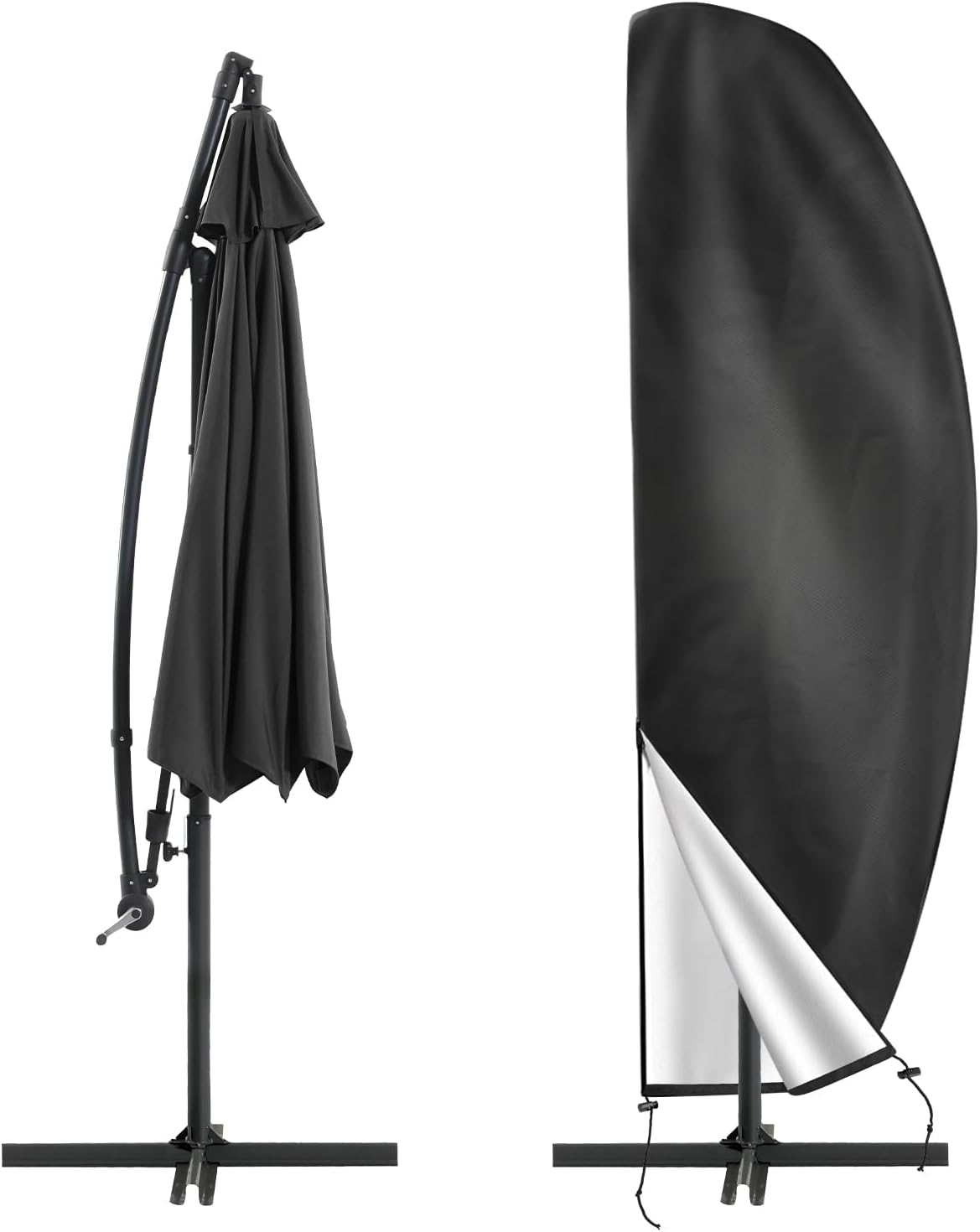 Auvent Parasol Cantilever 3m À 4m, Tissu Oxford 600d Robuste, Résistant À L'Eau, Avec Trous De Ventilation 280cm (308145cm)