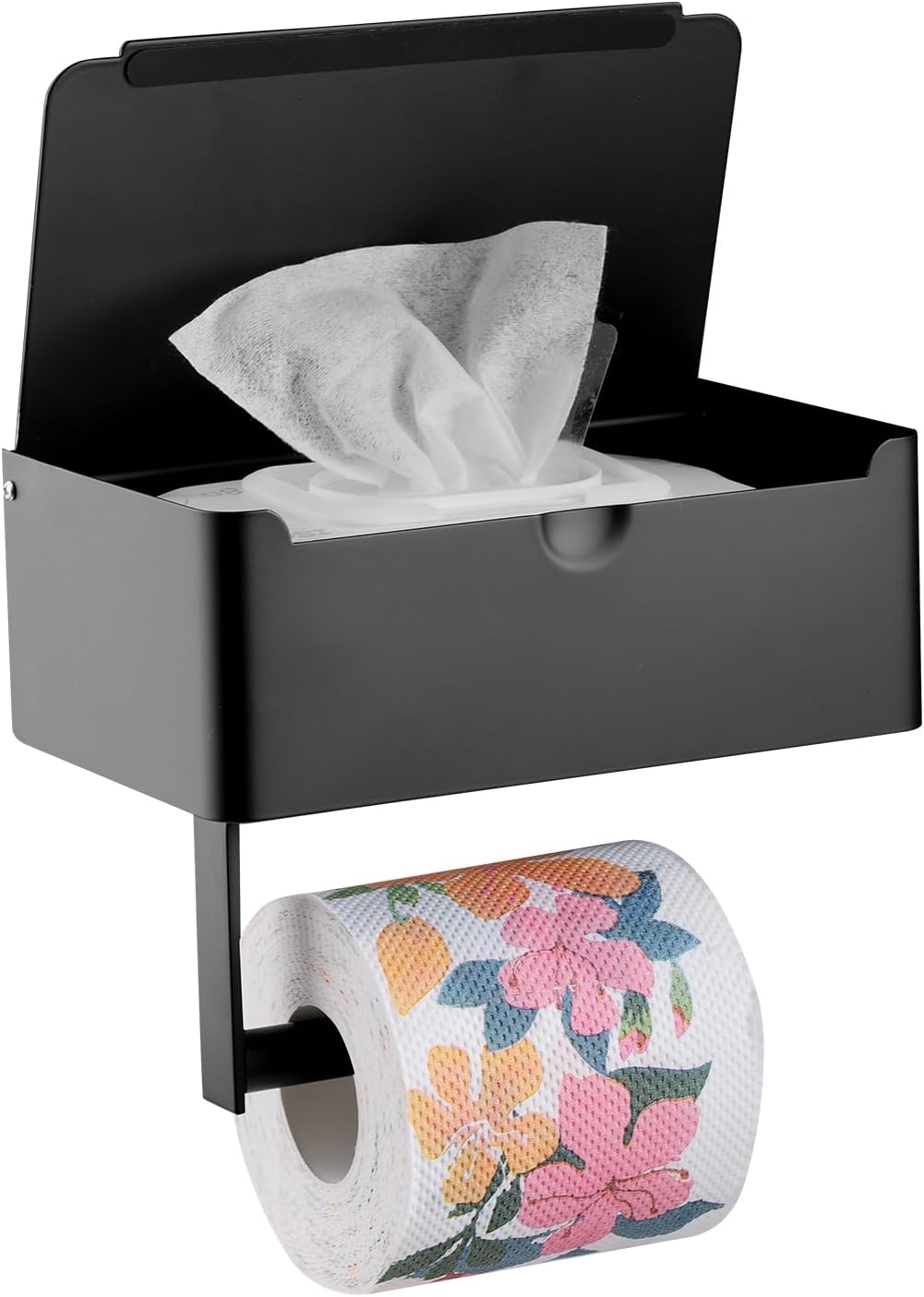 Black Toilet Paper Holder With Wipes Storage Wall Mount(drilling/adhesive), Toilet Paper Wipes Holder For Bathroom - Hide Your Wipes-sus304 Stainless Steel(large)