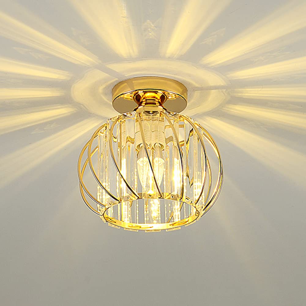 Plafonnier Moderne En Cristal, E27 Lampe De Plafond À Led, Mini Lampadaire En Cristal Pour Cuisine Salle De Camping Entrée Couloir Chambre À Coucher (a)