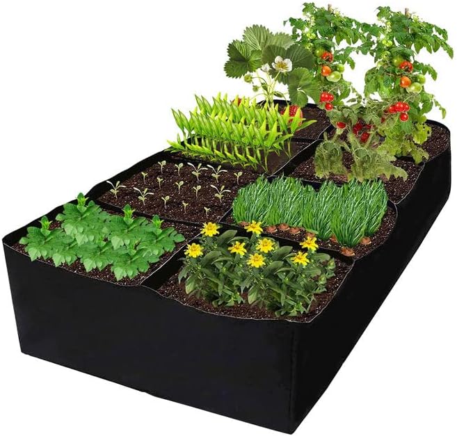 Ineasicer Sacs À Plantes 486l Non Tissé Blackline, 8 Plaids Sac De Culture Pot Geotextile, Tissu Pots Fleur Sac Jardin Pour Tomatoes, Poivrons, Carottes, Vegetaux, Bulbes, Pommes De Terre, Plante